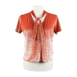 MADEWELL SALMON VELVET SHORT SLEEVE TOP, SIZE XS